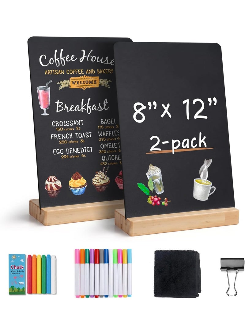 YelaJoy Small Chalkboard Words Sign - 2 Pack 8x12 Inch Tabletop Decorative Chalk Board with Wooden Stand, Double-Sided Erasable Message Menu Board for Food, Store, Business, Wedding - Image 1